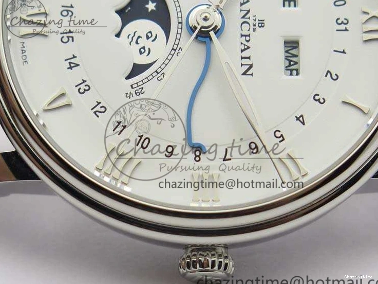 0519 FreshLook Villeret 6654 SS Complicated Function OMF 1:1 Best Edition White Dial On Brown Leather Strap A 8119